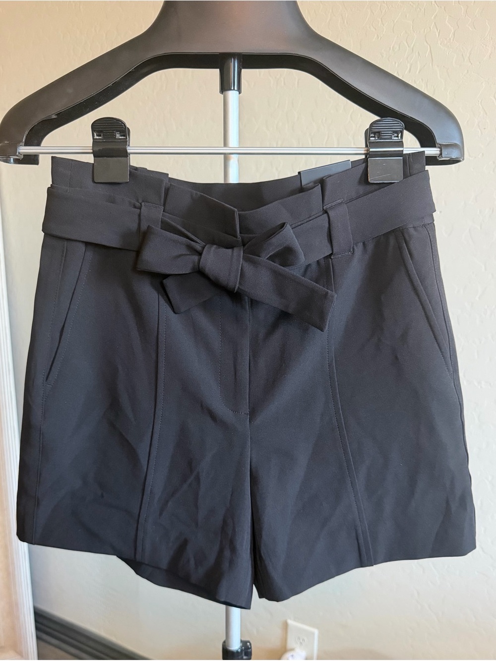 White House Black Market Black High-Waist Tie-Belt Shorts